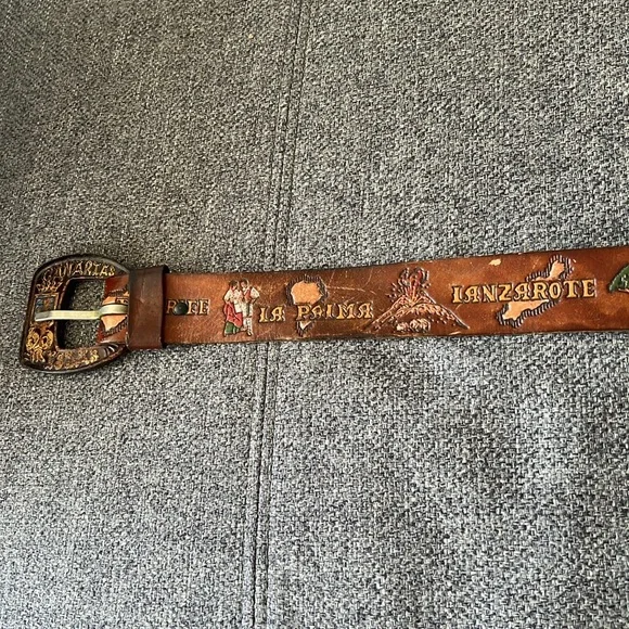 Vintage Canary Islands Leather Belt - Picture 4 of 10